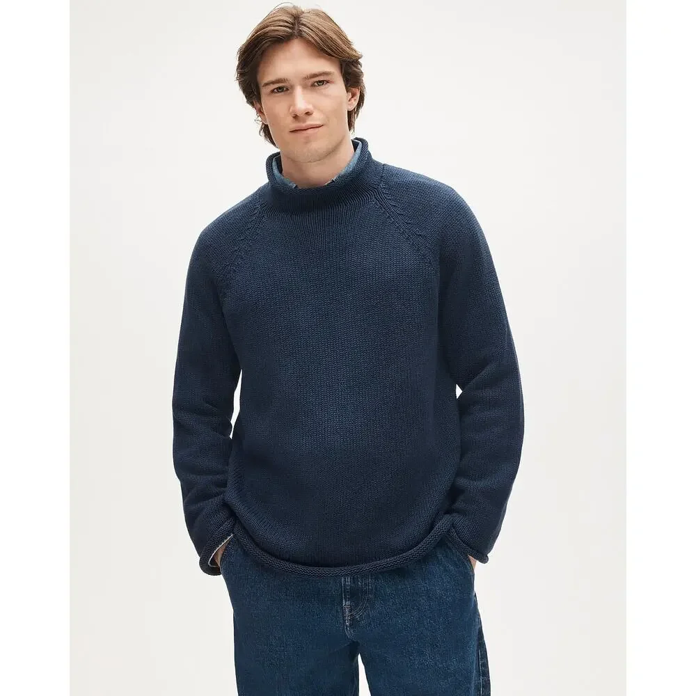 J. Crew Men's 1988 Roll-Neck Sweater in Cotton Long Sleeves Navy Size XS NWT
